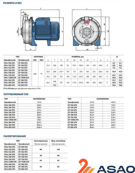 Центробежный насос Pedrollo CP 100 - ST6